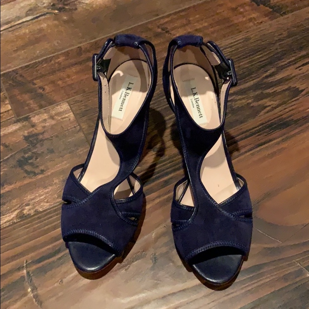 L.K Bennett blue suede heels